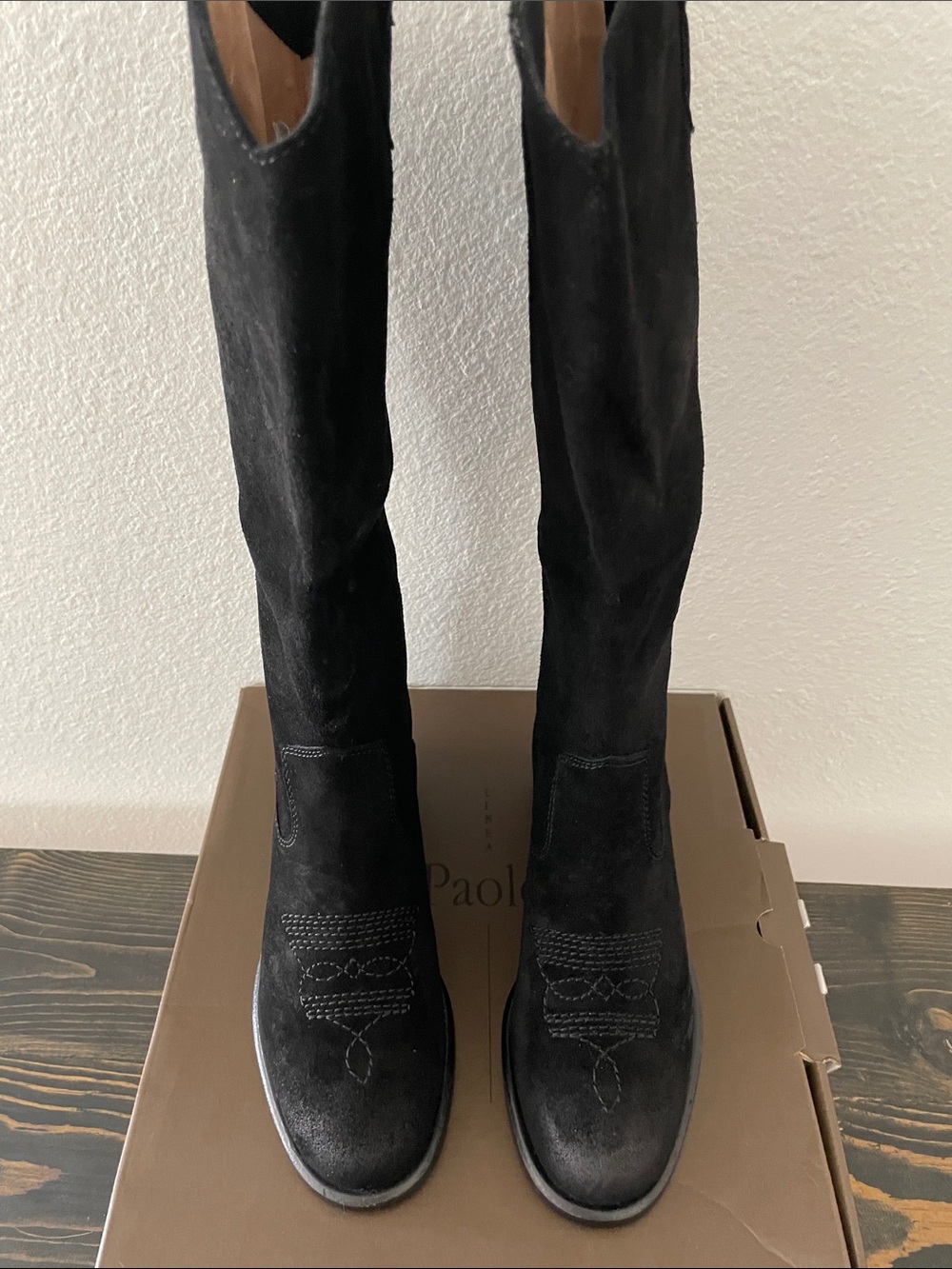 Paolo Tracy -Black Suede Knee High Boots